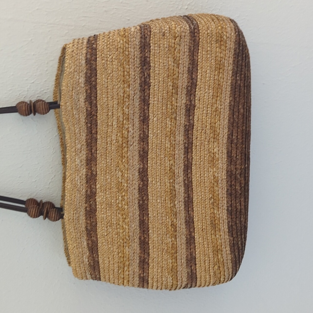 Straw, shoulder purse, Brown and tan